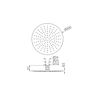Верхний душ Lotis Mone 1070CB D30см, цвет copper brushed