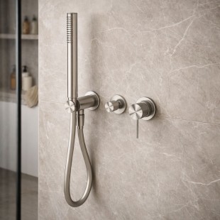 Смеситель для душа Lotis Mone 1012BN встраиваемый с ручным душем, цвет brushed nickel
