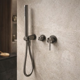 Смеситель для душа Lotis Mone 1012BMB встраиваемый с ручным душем, цвет black metal brass