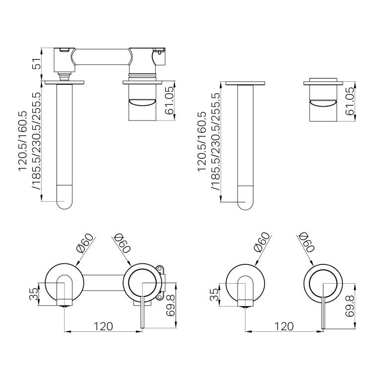 Смеситель для раковины Lotis Mone 1002BN встраиваемый, цвет brushed nickel