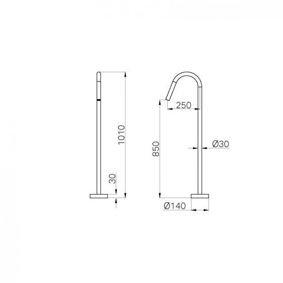 Излив для ванной Lotis Mone 1066BN напольный, цвет brushed nickel