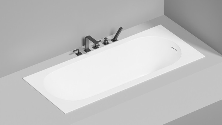 Ванна из искусственного камня Lotis Oberon  KIT 170x75см, Solid Surface, цвет белый матовый