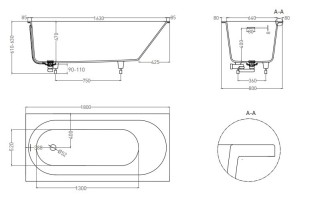 Ванна из искусственного камня Lotis Oberon KIT 180x80см, встраиваемая, Gelcoat, цвет белый глянцевый