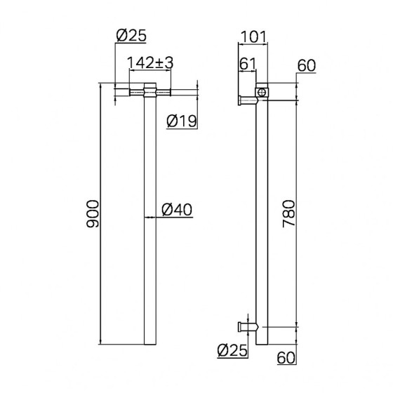 Полотенцесушитель электрический Lotis Mone 1084BN 900мм, цвет brushed nickel