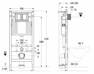 Инсталляция для унитаза Lotis Profil Pro 500x165x1145 механическая