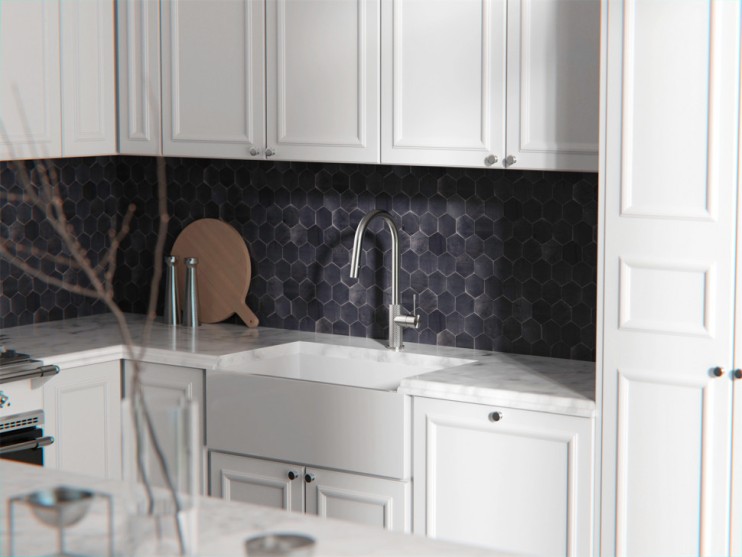 Выдвижной смеситель для кухни, с функцией распыления овощей, Lotis, цвет: никель