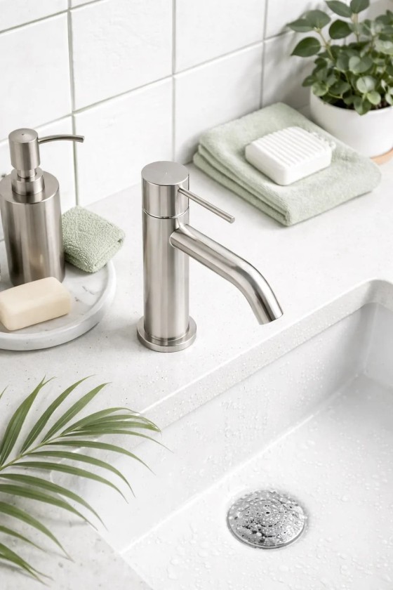 Смеситель для раковины Lotis Mone 1001BN цвет Brushed Nickel
