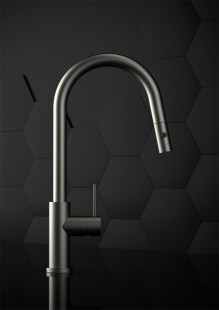 Выдвижной смеситель для кухни, с функцией распыления овощей, Lotis, цвет: никель