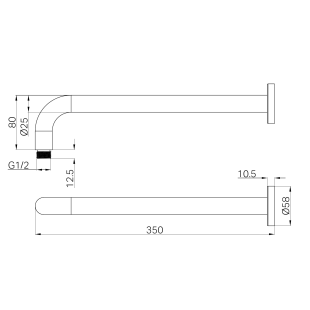 Кронштейн для верхнего душа Lotis Mone 1028BMB 33см, цвет brushed metall brass
