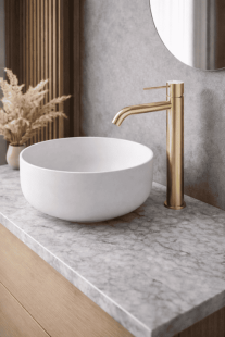 Смеситель для раковины Lotis Mone 1003BB высокий, цвет brushed brass