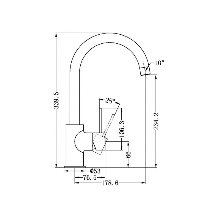 Смеситель для кухни, Lotis, цвет: хром