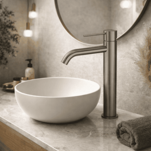 Смеситель для раковины Lotis Mone 1003BMB высокий цвет black metal brass