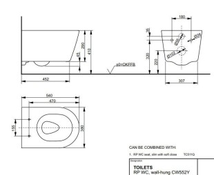 Унитаз подвесной, TOTO RP, белый арт. CW552Y