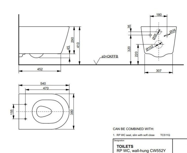 Унитаз подвесной, TOTO RP, белый арт. CW552Y