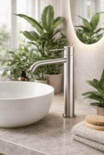 Смеситель для раковины Lotis Mone 1003BN высокий, цвет brushed nickel