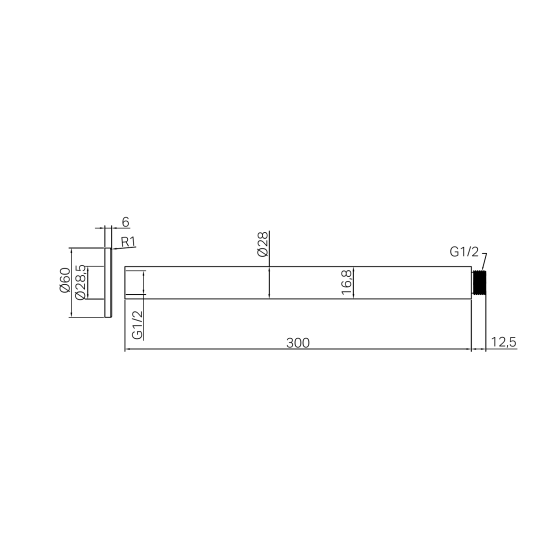 Кронштейн для верхнего душа Lotis Mone 316 1101CB 30 см, н/с, цвет copper brushed
