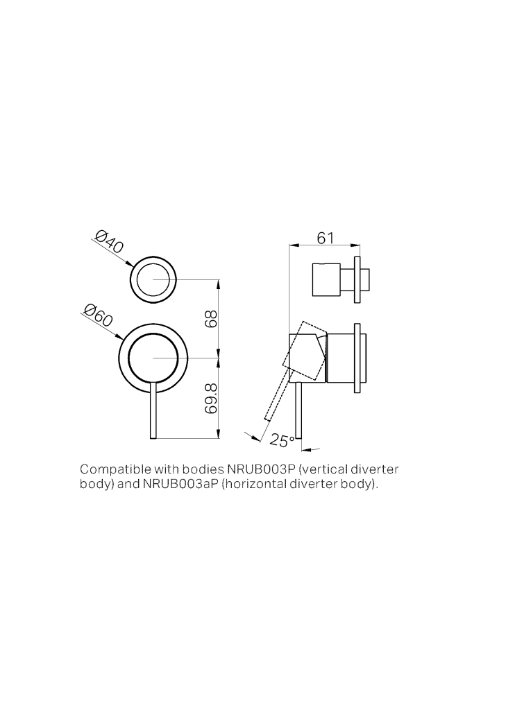 Смеситель для душа Lotis Mone 1017BN встраиваемый на 2 потребителя, цвет brushed nickel
