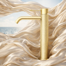 Смеситель для раковины Lotis Santi 1000BB высокий, brushed brass