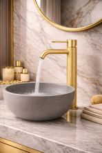 Смеситель для раковины Lotis Santi 1000BB высокий, brushed brass