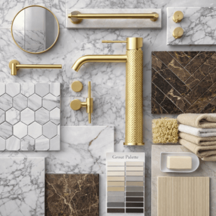 Смеситель для раковины Lotis Santi 1000BB высокий, brushed brass