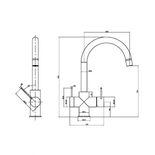 Смеситель для кухни, с фильтром для воды, Lotis, цвет: хром