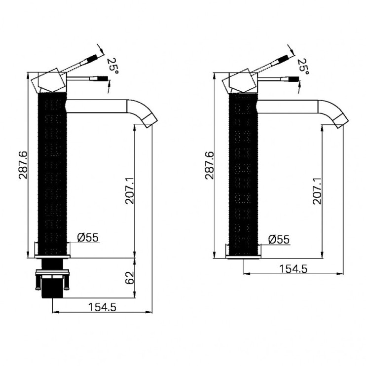 Смеситель для раковины Lotis Santi 1000BMB высокий, brushed metall brass