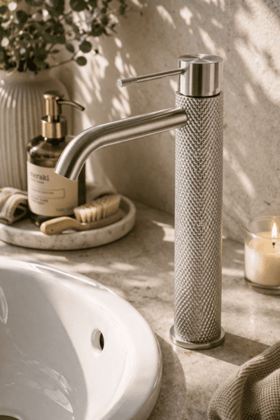 Смеситель для раковины Lotis Santi 1000BN высокий, brushed nickel