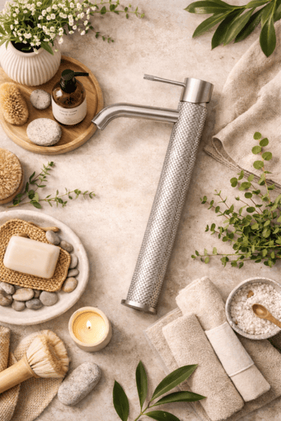 Смеситель для раковины Lotis Santi 1000BN высокий, brushed nickel