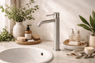 Смеситель для раковины Lotis Santi 1000BN высокий, brushed nickel