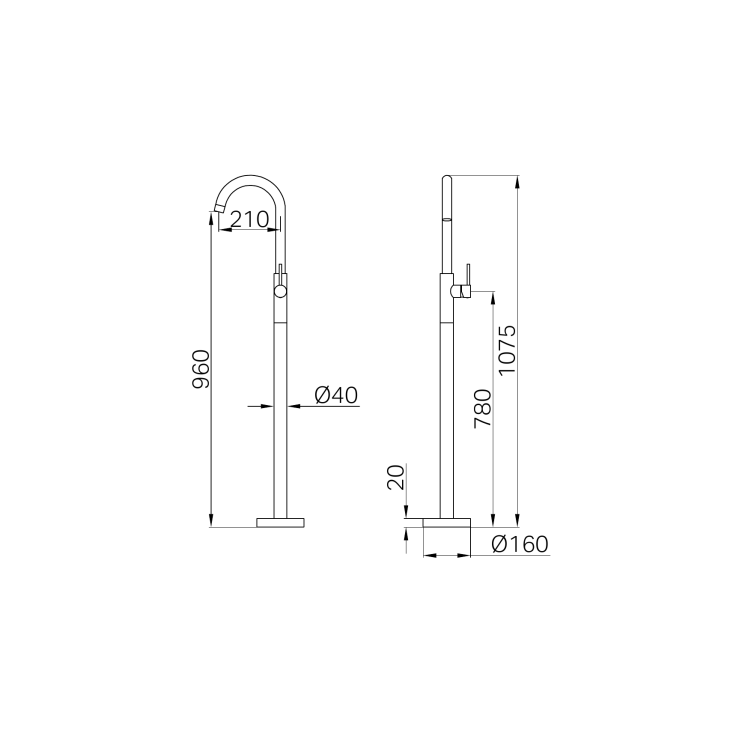 Смеситель для раковины Lotis Mone 1010CB напольный, цвет copper brushed