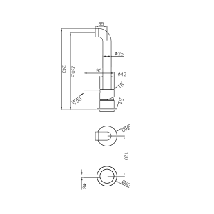Смеситель для раковины Lotis Mone 316 1008BMB 23 см, встраиваемый, н/с, цвет brushed metall bras