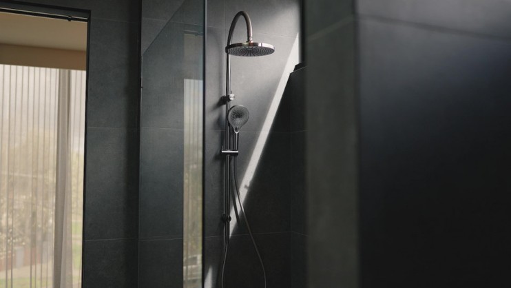 Душевая система с верхним душем и лейкой, Lotis, цвет: графитовый