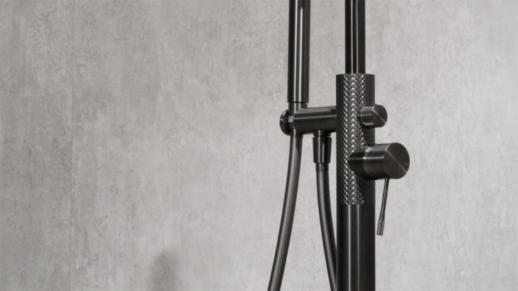 Смеситель для ванны с ручным душем, Lotis, цвет: графитовый