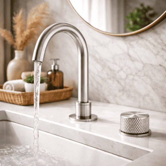 Смеситель для раковины Lotis Santi 1063BN на два отверстия, цвет brushed nickel