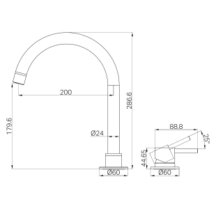 Смеситель для раковины Lotis Mone 1064MB на два отверстия, цвет matte black