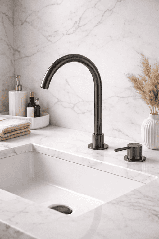 Смеситель для раковины Lotis Mone 1064GM на два отверстия, цвет gun metal