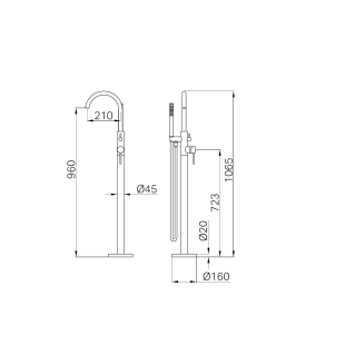 Смеситель для ванны Lotis Mone 1067CB напольный, цвет copper brushed