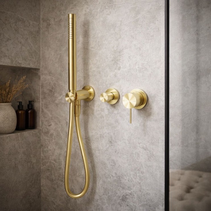 Смеситель для душа Lotis Mone 1012BB встраиваемый с ручным душем, цвет brushed brass